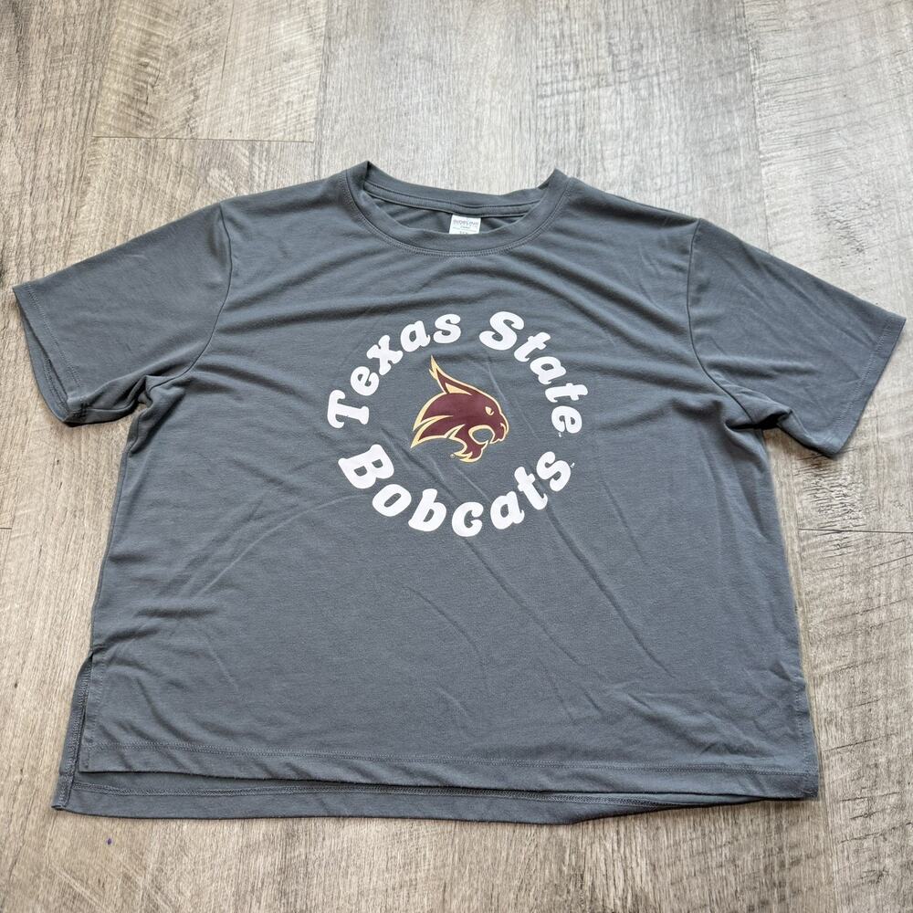 Texas State Bobcats Gray Boxy Women's Small Graphic Shirt Crew Neck